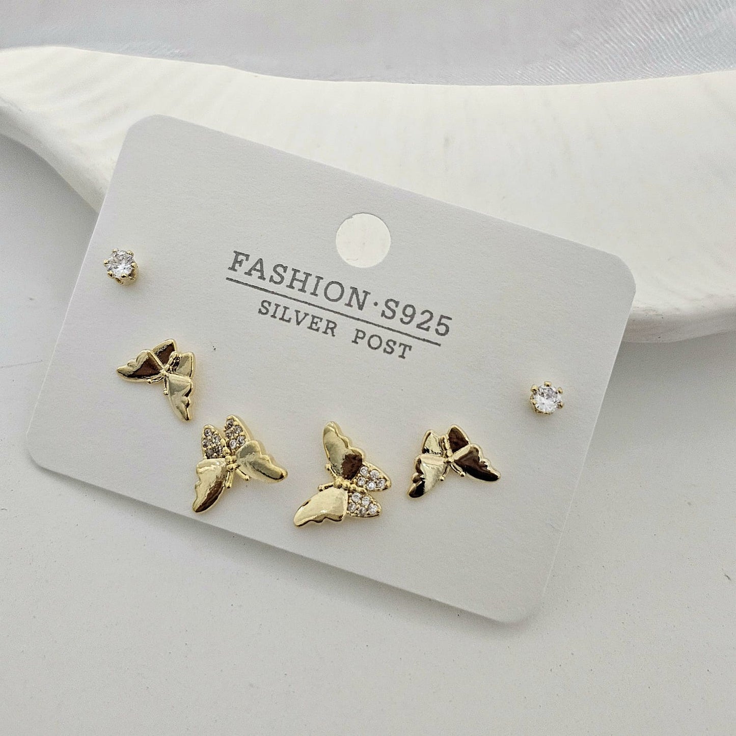 Triple Butterfly Studs Set (Set of 3)