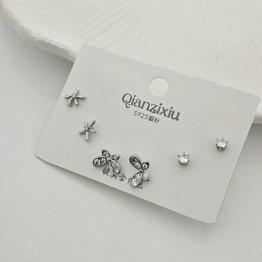 Butterfly Flower Studs Set (Set of 3)
