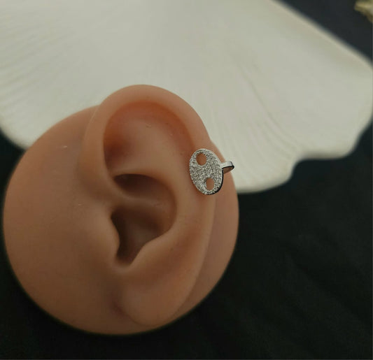 Women Silver Pin Earcuff (Single Ear)