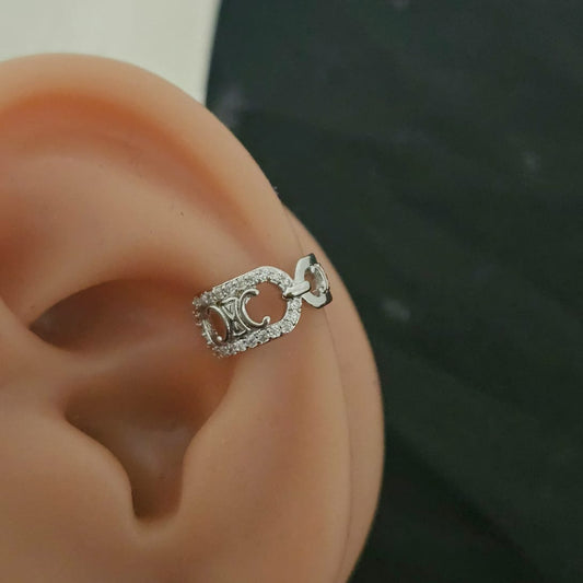 Women Silver Link Diamond Earcuff (Single Ear)