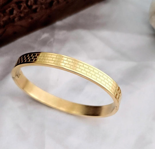 Golden Leather Men Kada