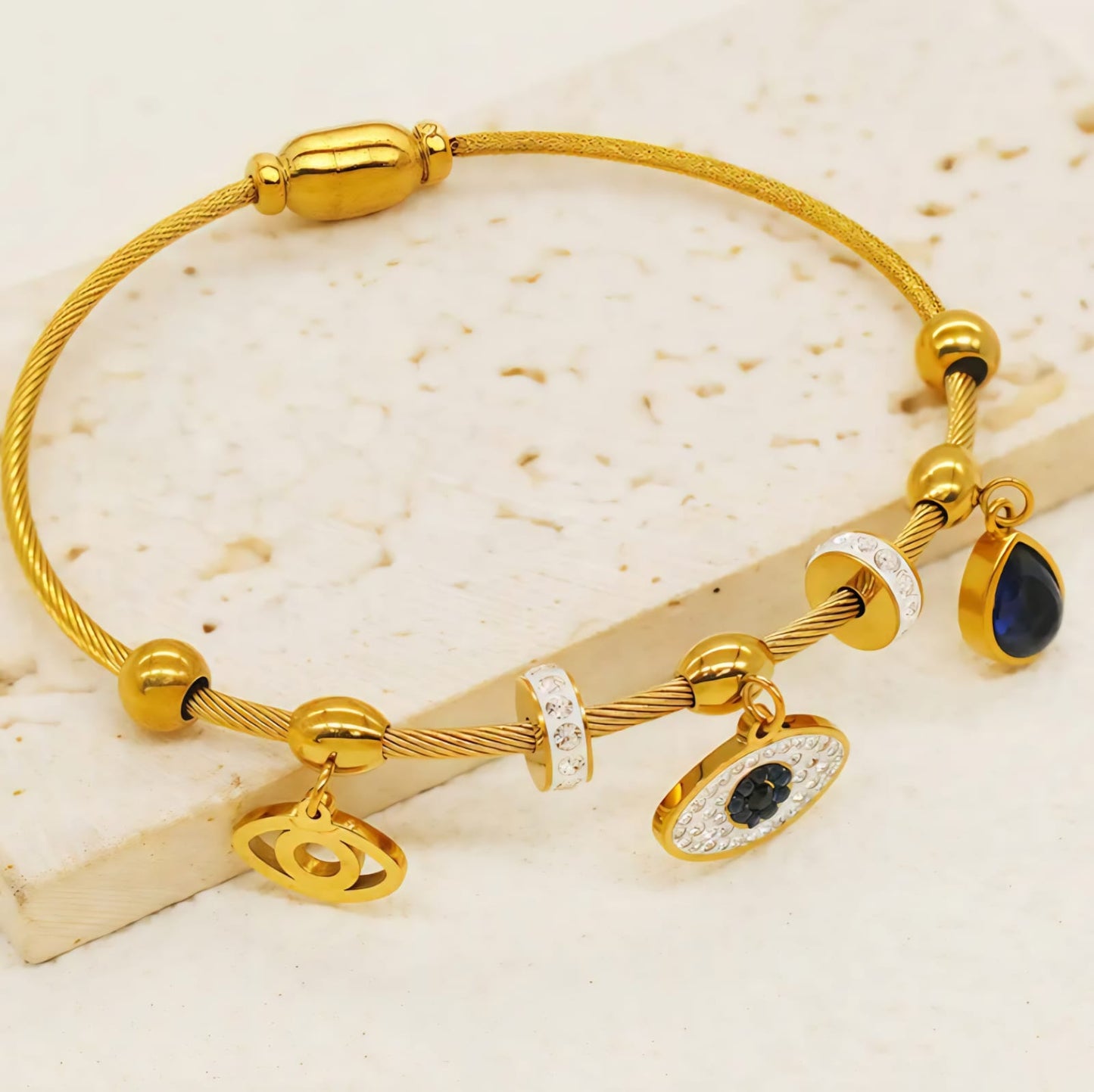 Evil Eye Charm Hanging Women Kada Bracelet (Anti Tarnish)