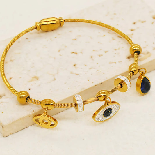 Evil Eye Charm Hanging Women Kada Bracelet (Anti Tarnish)