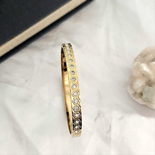Hexagon Band Women Kada Bracelet (Anti Tarnish)