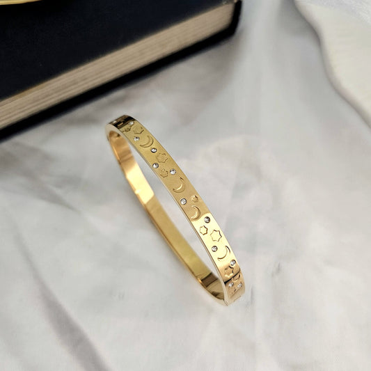 Celestia Star Moon Women Kada Bracelet (Anti Tarnish)