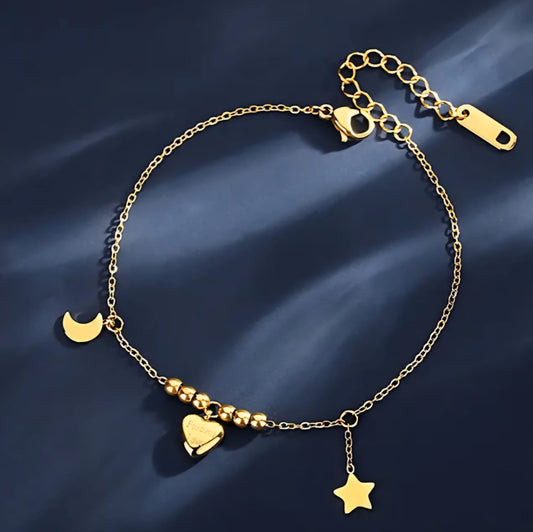 Star Moon Heart Layered Bracelet (Anti Tarnish)