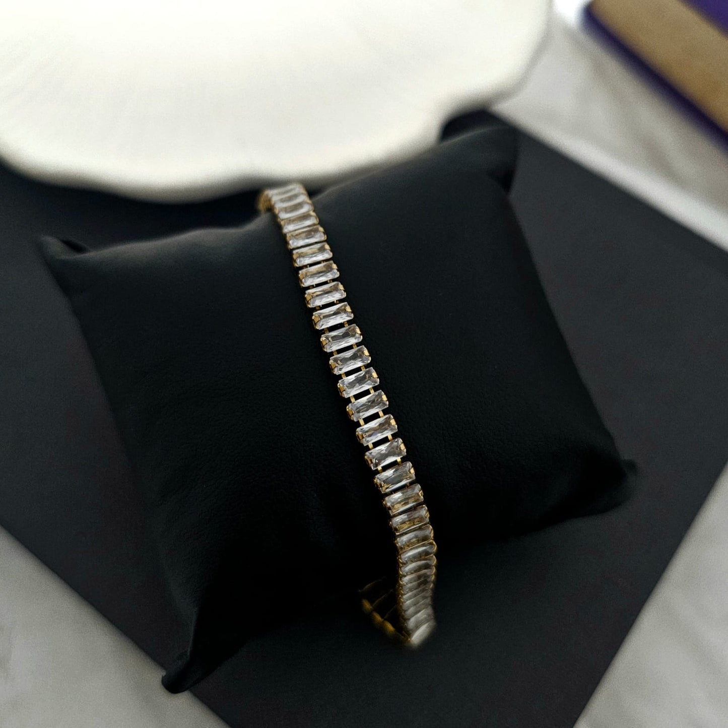 Women Rectangle Tennis Bracelet (Anti Tarnish)