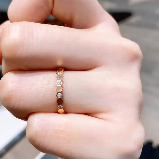 Hexagon Sparkle Anti Tarnish Ring