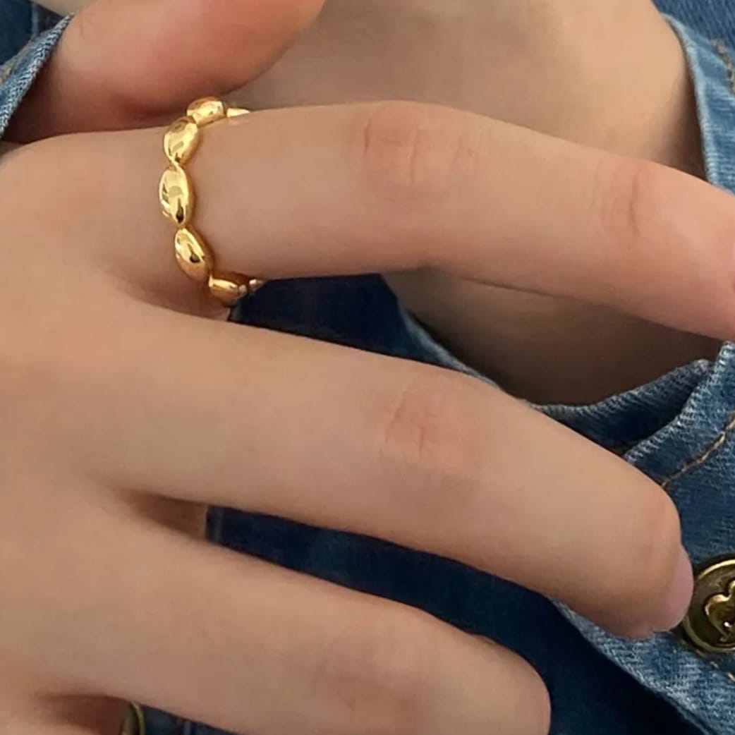 Curve Bubble Anti Tarnish Ring (Adjustable)
