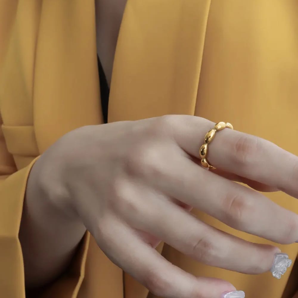 Curve Bubble Anti Tarnish Ring (Adjustable)