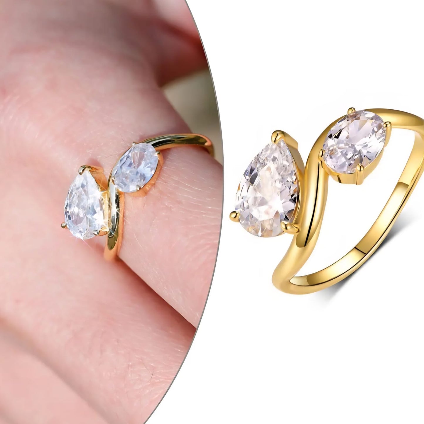 Drop Solitaire S Unique Elegant Ring
