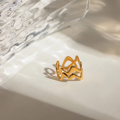 Curve Layered Ring (Anti Tarnish) (Adjustable)