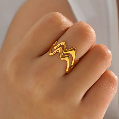 Curve Layered Ring (Anti Tarnish) (Adjustable)