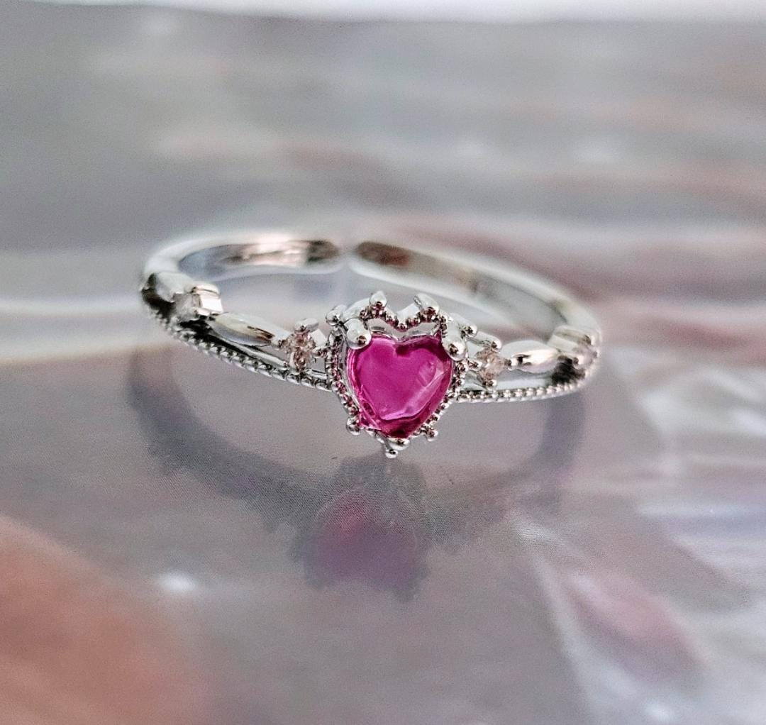 Red Heart Layered Ring (Adjustable)