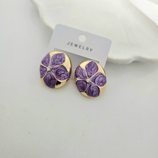 Purple Flower Studs Earring