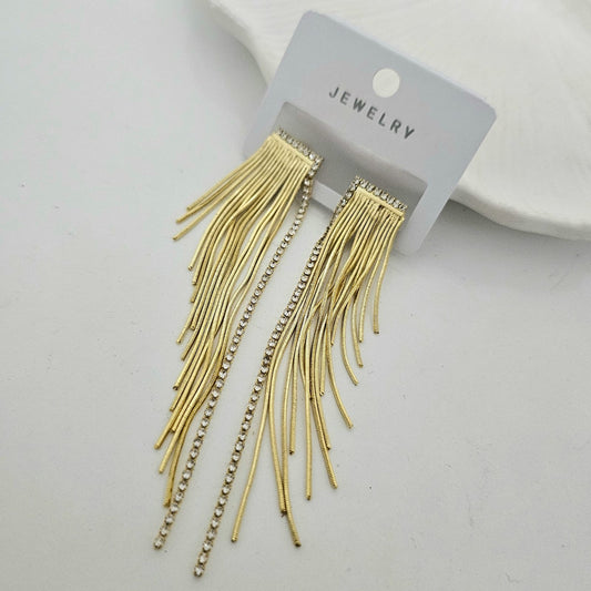 Golden Diamond Dangling Earrings
