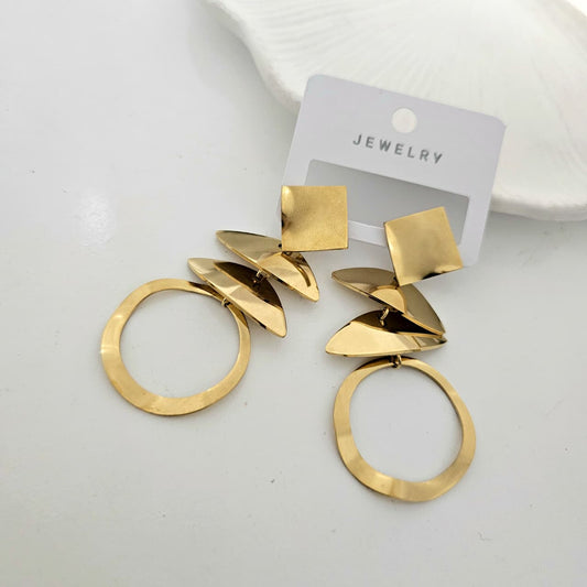 Circle Square Golden Danglers