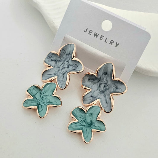 Hanging Statement Enamel Flower Earrings