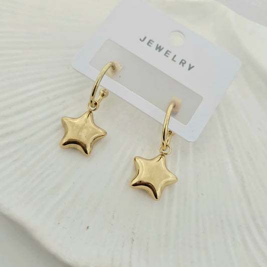Star Hoops Golden Earrings