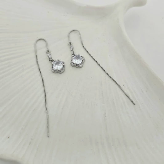 Clove Diamond Sui Dhaga Silver Earrings