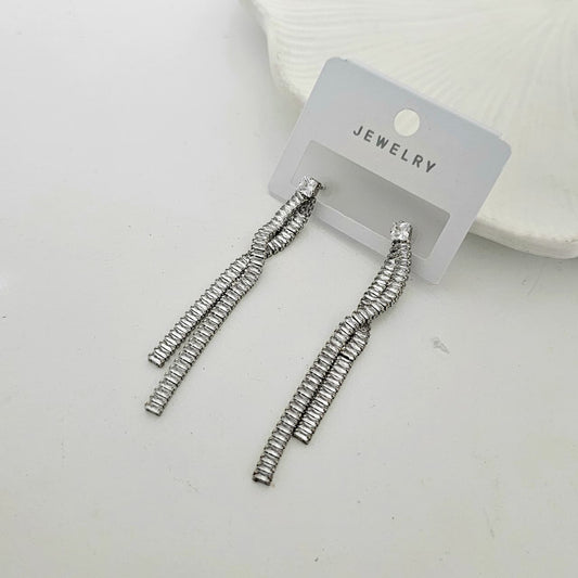 Silver Twilight Twist Diamond Earrings