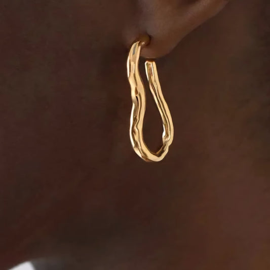 Golden Irregular Hoop Earrings