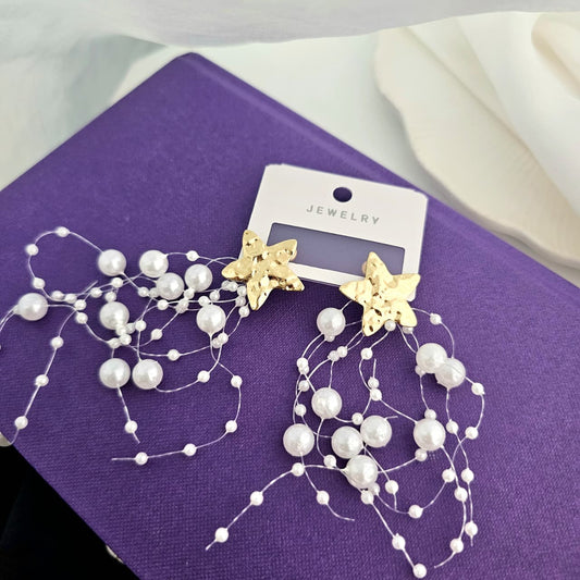 Star Pearl Blossom Earrings