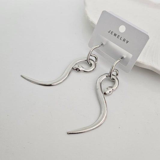 Silver Snake Dangling Earrings