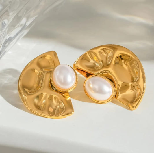 Pearl Semi Circle Studs Earrings