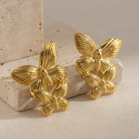 Butterfly Layered Studs Earrings