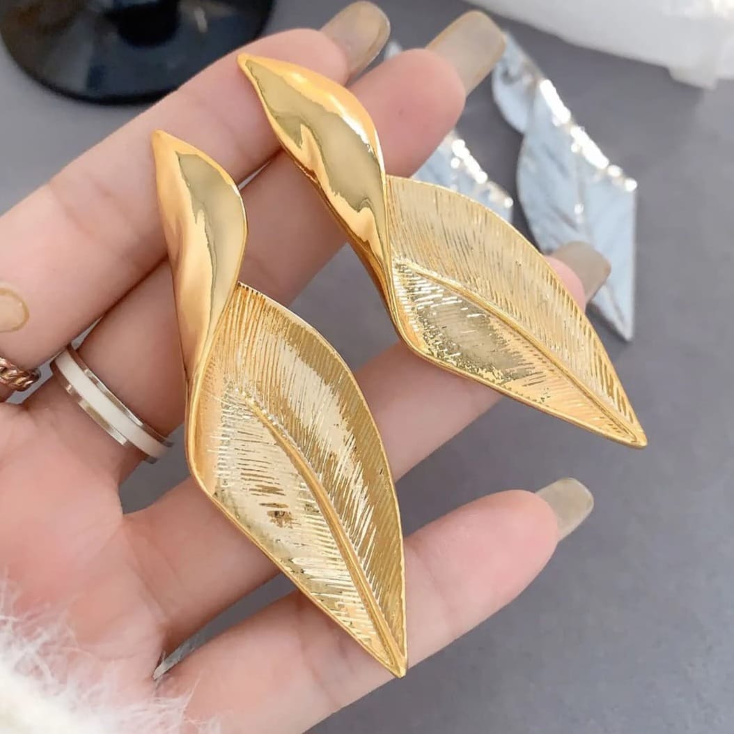 Golden Leaf Twisted Earrings