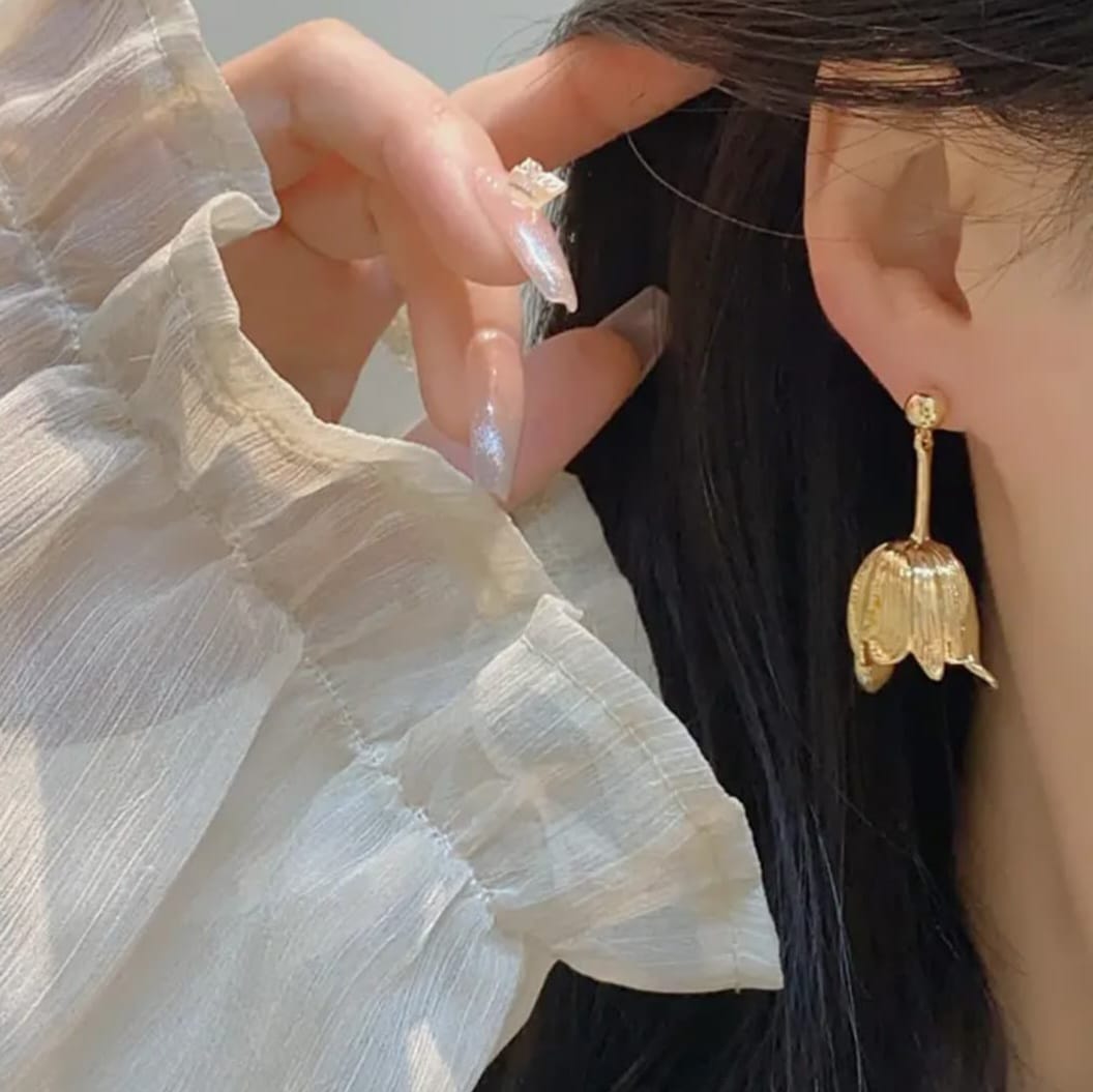 Golden Tulip Drop Earrings