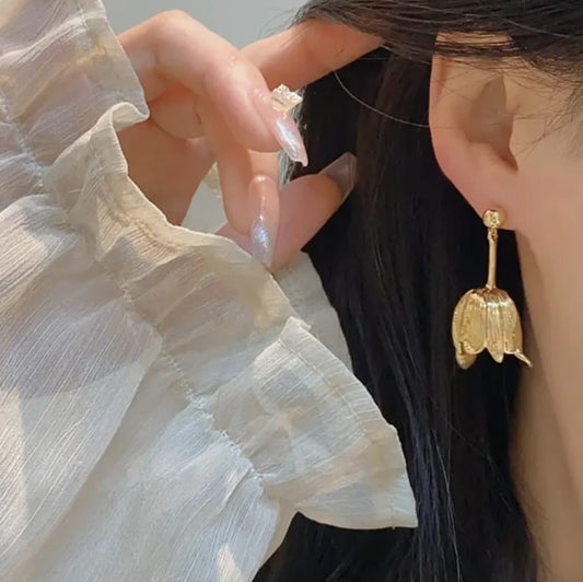 Golden Tulip Drop Earrings