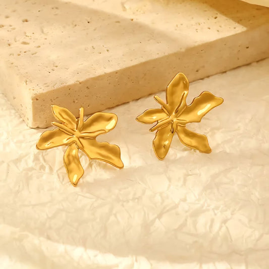 Flower Petal Golden Earrings