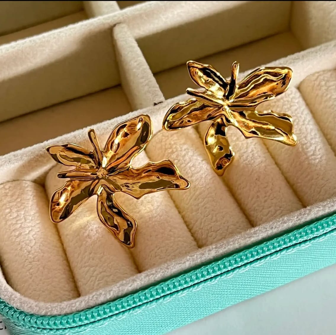 Flower Petal Golden Earrings