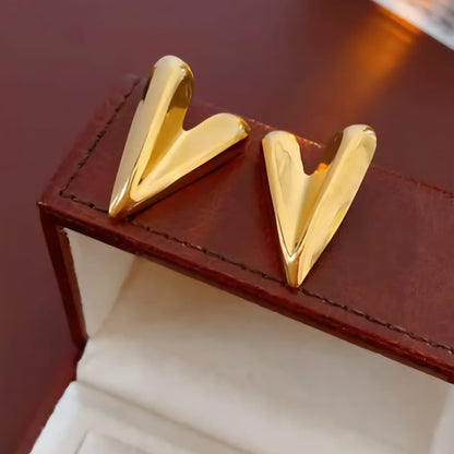 Folded Heart Studs Earrings