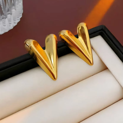 Folded Heart Studs Earrings