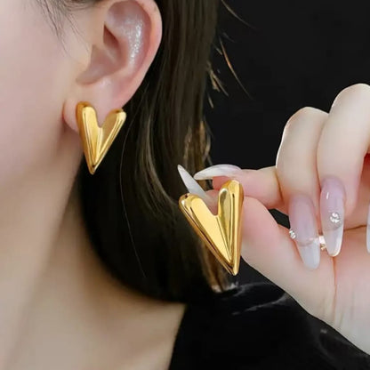 Folded Heart Studs Earrings