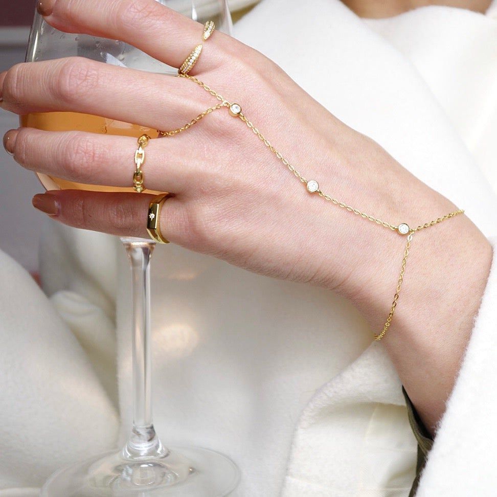Three Diamond Ring With Bracelet ( Anti Tarnish)