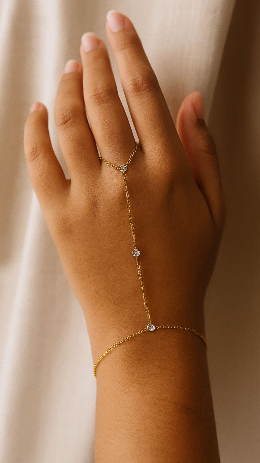 Three Diamond Ring With Bracelet ( Anti Tarnish)