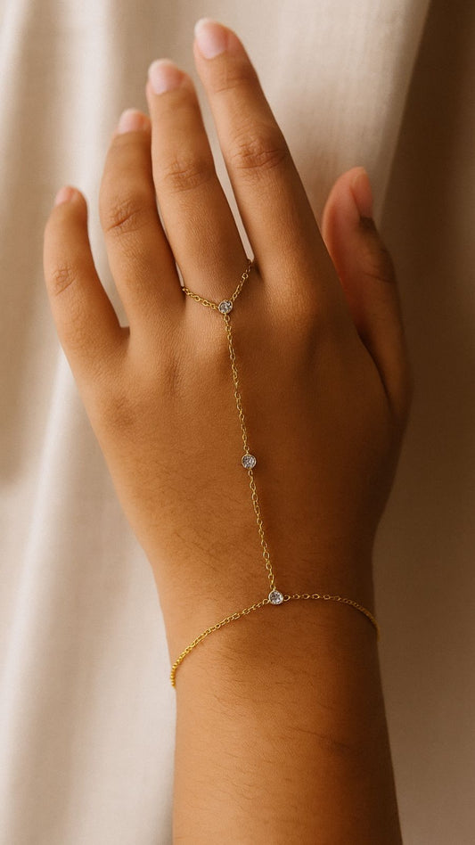 Three Diamond Ring With Bracelet ( Anti Tarnish)