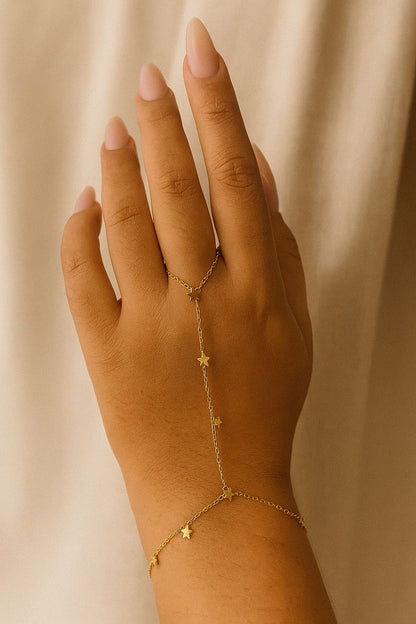 Star Charm Ring With Bracelet ( Anti Tarnish )