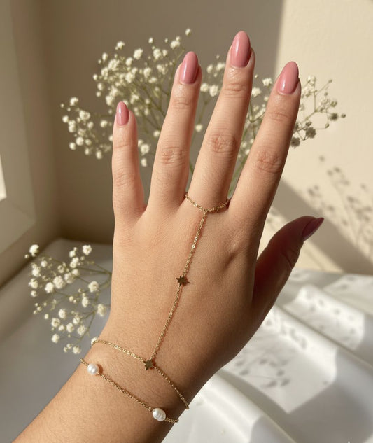 Star Pearl Layered Ring With Bracelet ( Anti Tarnish )