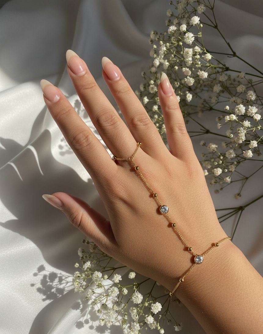 Ball Diamond Chain Ring With Bracelet ( Anti Tarnish )