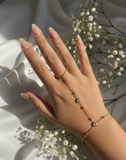 Ball Diamond Chain Ring With Bracelet ( Anti Tarnish )
