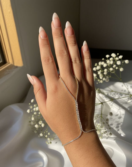 Silver Tennis Ring With Bracelet ( Anti Tarnish )