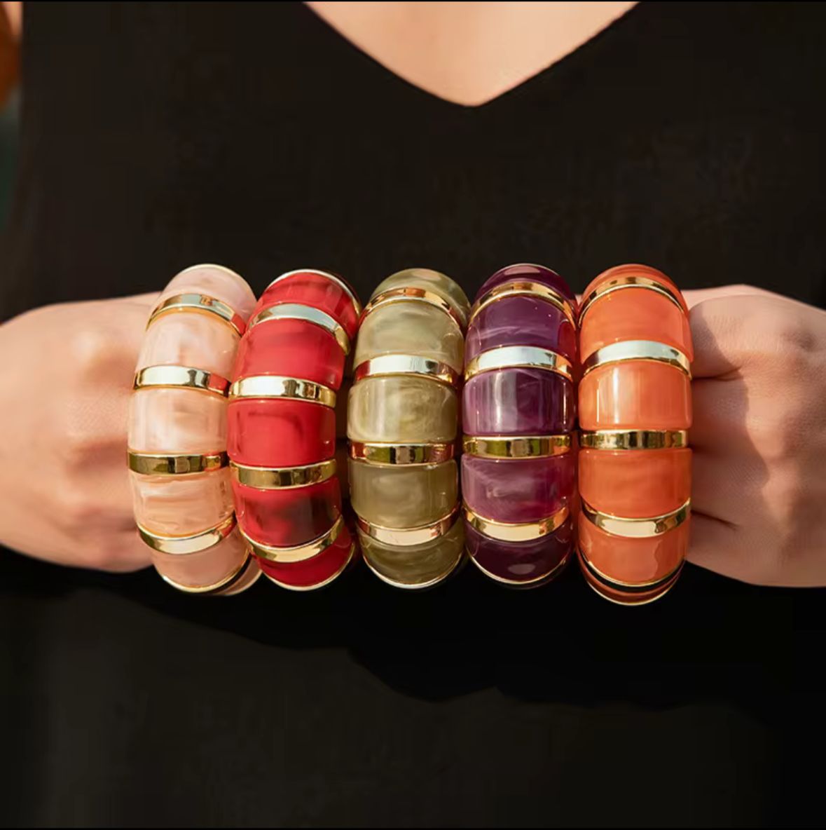 Adjustable Enamel Acrylic Kada Bangle