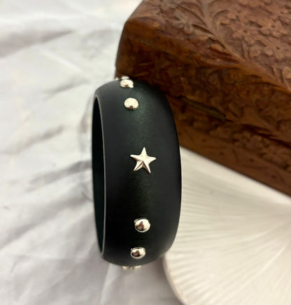 Star Black Wooden Plain Bangle Kada (Size 2.8)