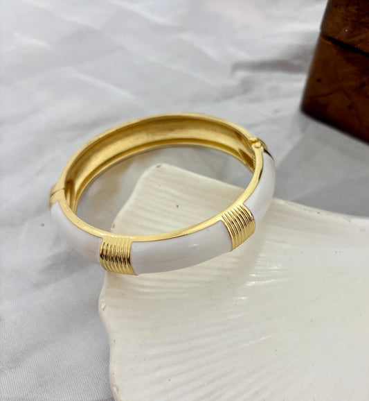 Thick White Enamel Kada Bangle