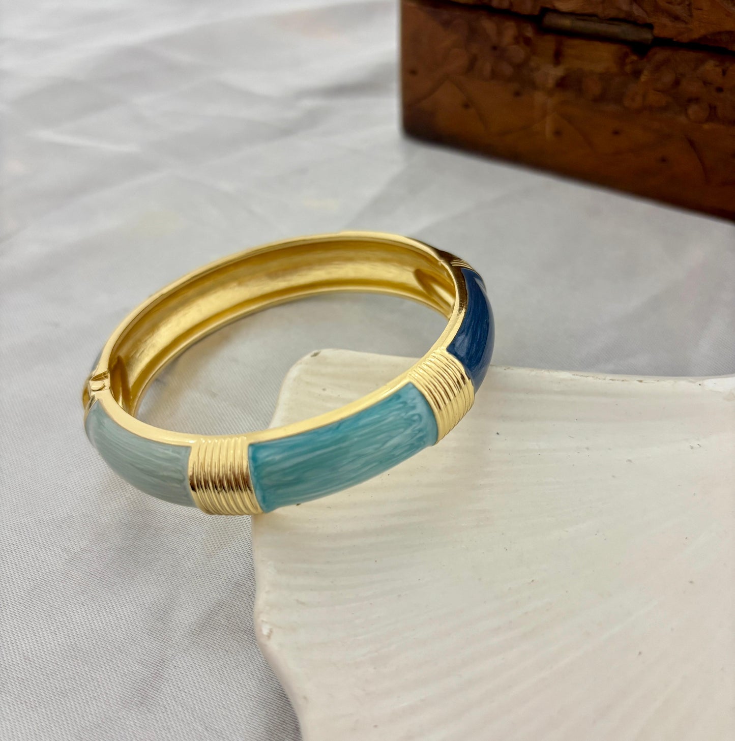 Thick Blue Enamel Kada Bangle
